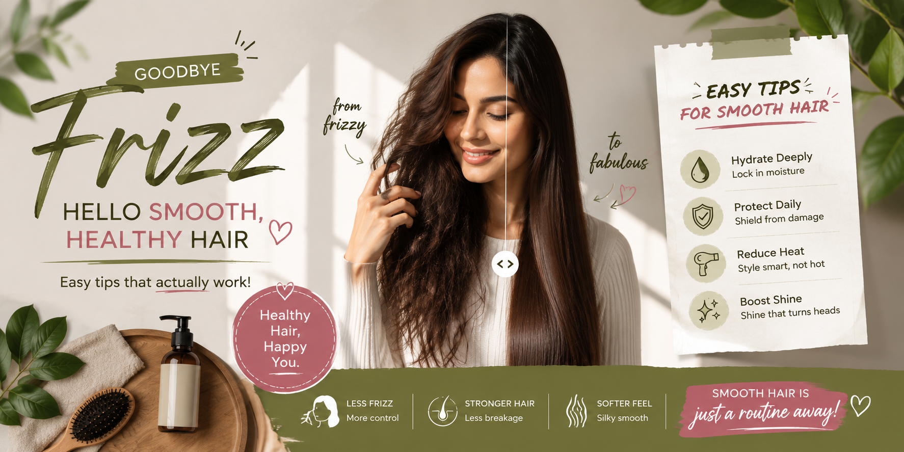 How to stop frizzy hair with easy tips for smooth, healthy-looking hair