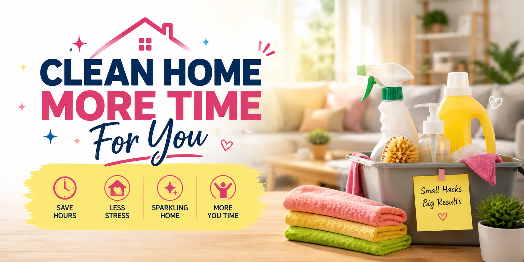 Home cleaning hacks that save hours every week with quick cleaning tips, less clutter, and more free time