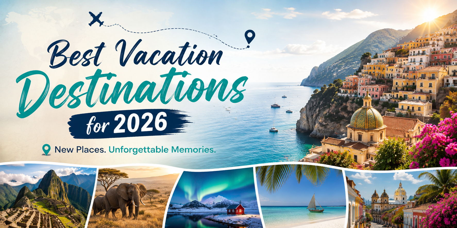 Best vacation destinations for 2026 featuring stunning beaches, mountains, wildlife, culture, and unforgettable travel experiences.