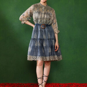 Floral Printed A-Line Cotton Blend Ethnic Dress