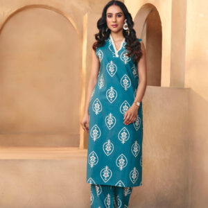 Floral Printed Straight Pure Cotton Kurta & Trousers Sets