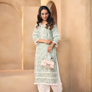 Floral Embroidered A-Line Pure Cotton Kurta & Salwar Sets