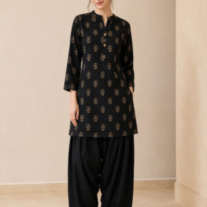 Floral Printed Straight Pure Cotton Kurta & Farshi Salwar Sets