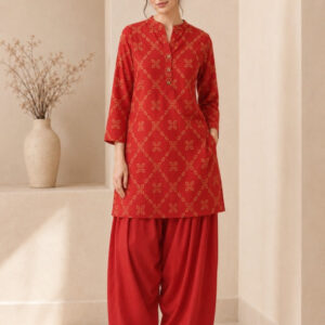 Floral Printed Straight Pure Cotton Kurta & Farshi Salwar Sets