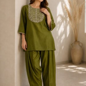 Floral Embroidered Straight Kurta & Farshi Salwar Sets