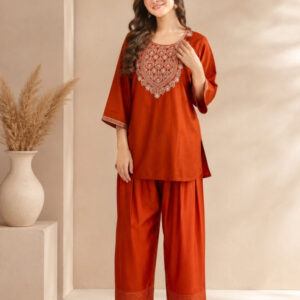 Floral Embroidered Straight Kurta & Farshi Salwar Sets