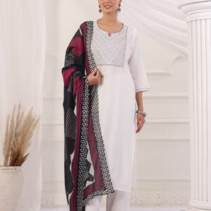 Solid Cotton Straight Kurta & Trouser Sets