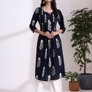Floral Printed Straight Pure Cotton Kurta
