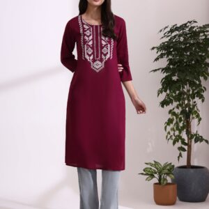 Floral Embroidered Straight Kurta
