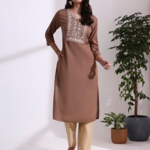 Floral Embroidered Straight Kurta