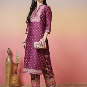 Floral Printed Straight Kurta & Trousers Sets