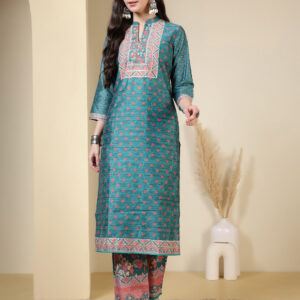 Floral Printed Straight Kurta & Trousers Sets
