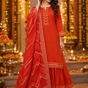 Floral Embroidered Straight Kurta & Skirt Sets