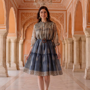 Floral Printed A-Line Cotton Blend Ethnic Dress