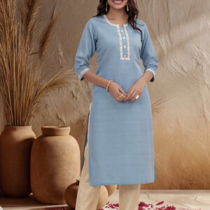 Self Woven Dori Embroidered Kurta Set