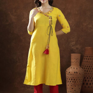 Floral Embroidered A-Line Pure Cotton Kurta