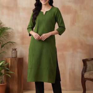 Solid Embroidered Straight Pure Cotton Kurta