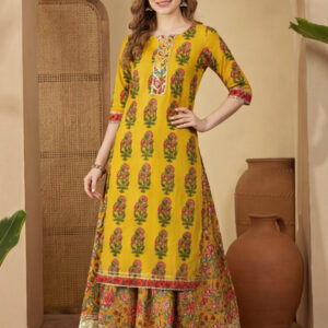 Ethnic Motifs Printed Straight Kurta & Skirt Sets