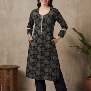 Floral Embroidered Straight Pure Cotton Kurta