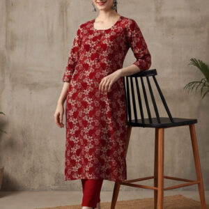 Floral Printed Straight Pure Cotton Kurta