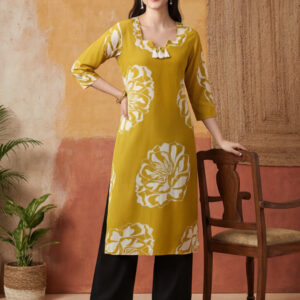 Floral Embroidered Straight Pure Cotton Kurta