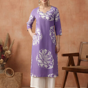 Floral Embroidered Straight Pure Cotton Kurta