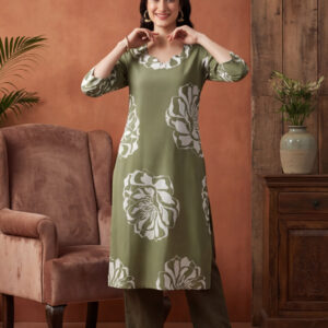 Floral Embroidered Straight Pure Cotton Kurta