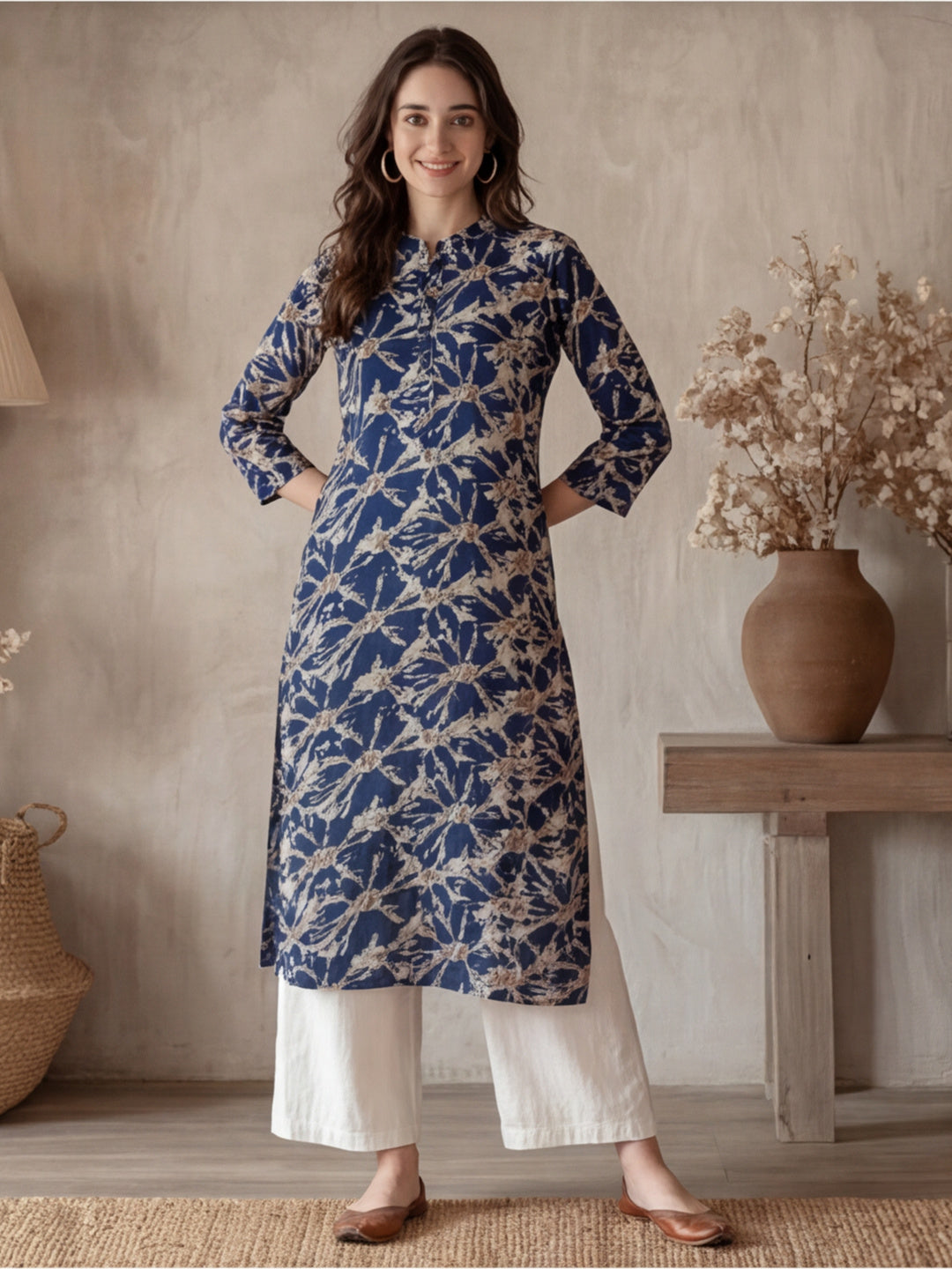 Floral Printed Straight Kurta