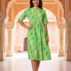 Floral Embroidered A-Line Pure Cotton Ethnic Dress