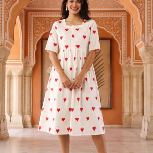 Quirky Printed A-Line Pure Cotton Ethnic Dress