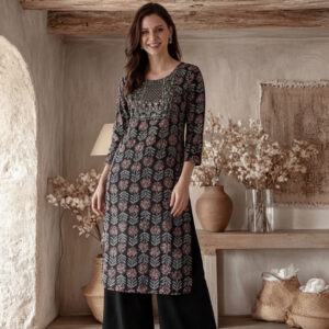 Floral Embroidered Straight Kurta