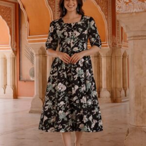 Floral Printed Tiered Ethnic Dress