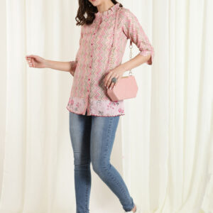 Multicolor Zigzag Embroidered Short Kurta
