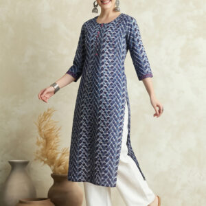Floral Printed Straight Pure Cotton Kurta Sets