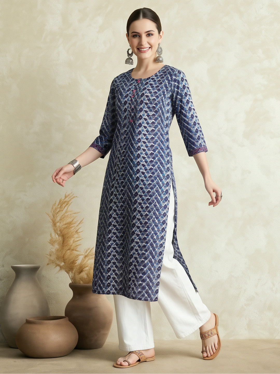 Floral Printed Straight Pure Cotton Kurta Sets