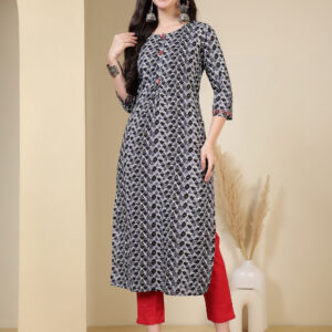 Floral Printed Straight Pure Cotton Kurta