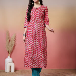 Floral Printed Straight Pure Cotton Kurta