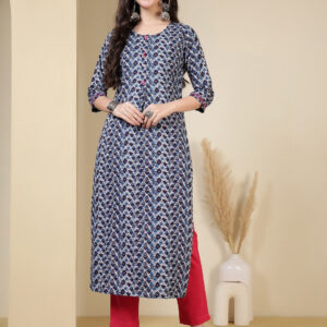 Floral Printed Straight Pure Cotton Kurta