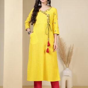 Floral Embroidered A-Line Pure Cotton Kurta