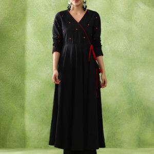 Embroidered A-Line Pure Cotton Kurta & Trousers Sets