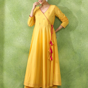 Embroidered A-Line Pure Cotton Kurta & Trousers Sets