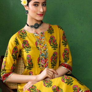 Floral Print Straight Kurta With Skirt
