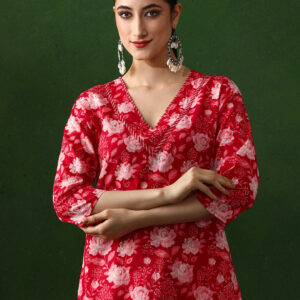 Floral Printed Straight Pure Cotton Kurta