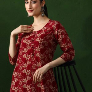Floral Printed Straight Pure Cotton Kurta