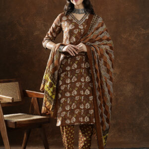 Floral Embroidered Straight Pure Cotton Kurta & Trousers Sets