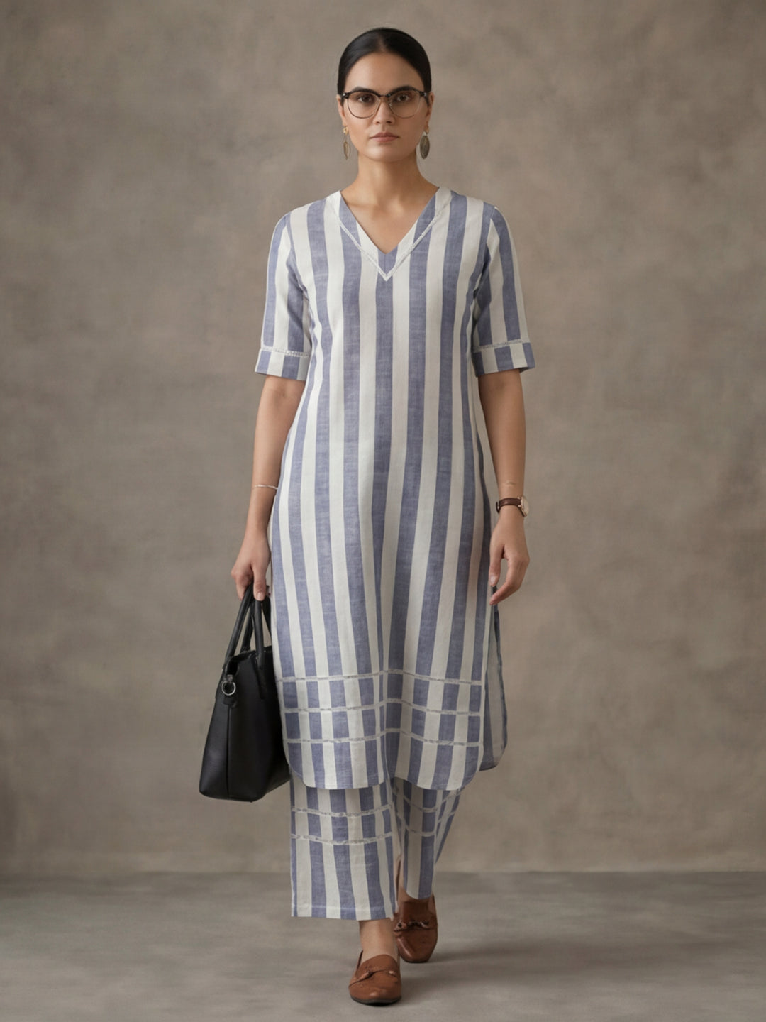 Striped Printed Straight Kurta & Palazzos Sets