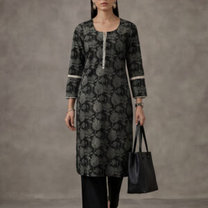 Floral Embroidered Straight Pure Cotton Kurta