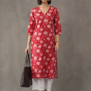 Floral Printed Straight Pure Cotton Kurta