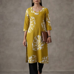 Floral Embroidered Straight Pure Cotton Kurta