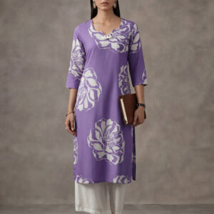 Floral Embroidered Straight Pure Cotton Kurta